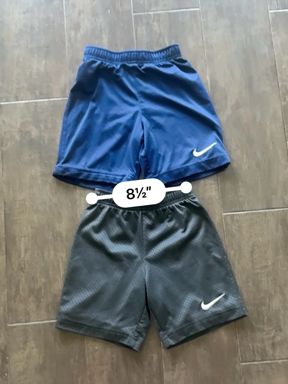 Nike Boys Blue and Gray Mesh Shorts Lot of 2 Size M 6-7yo 5” Inseam Drawstring